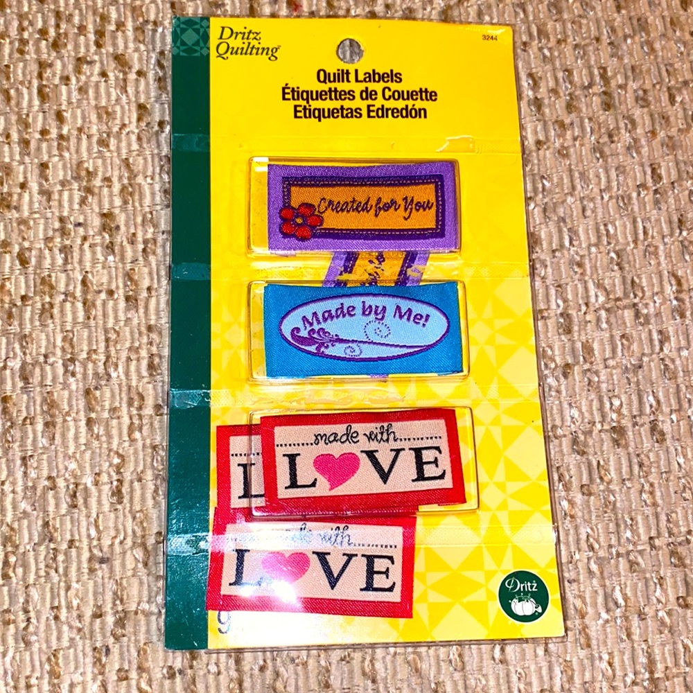 Dritz Quilting Labels - Created by You, Made by Me, Made with Love Tags 8pc